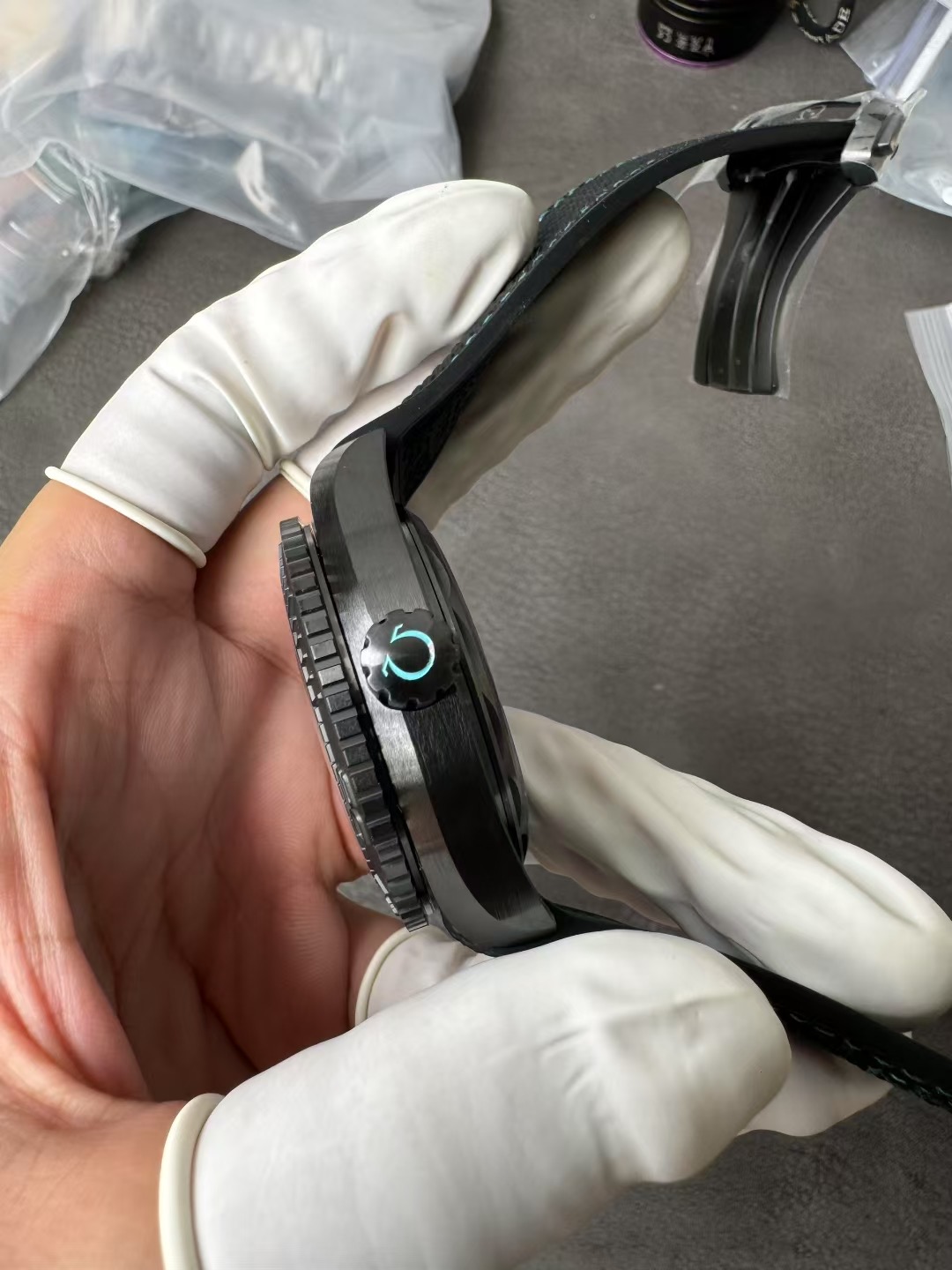 Super Clone 1:1 Omega Seamaster 215.92.46.2201.006 Black Ceramic Case Tiffany Blue Titanium Map