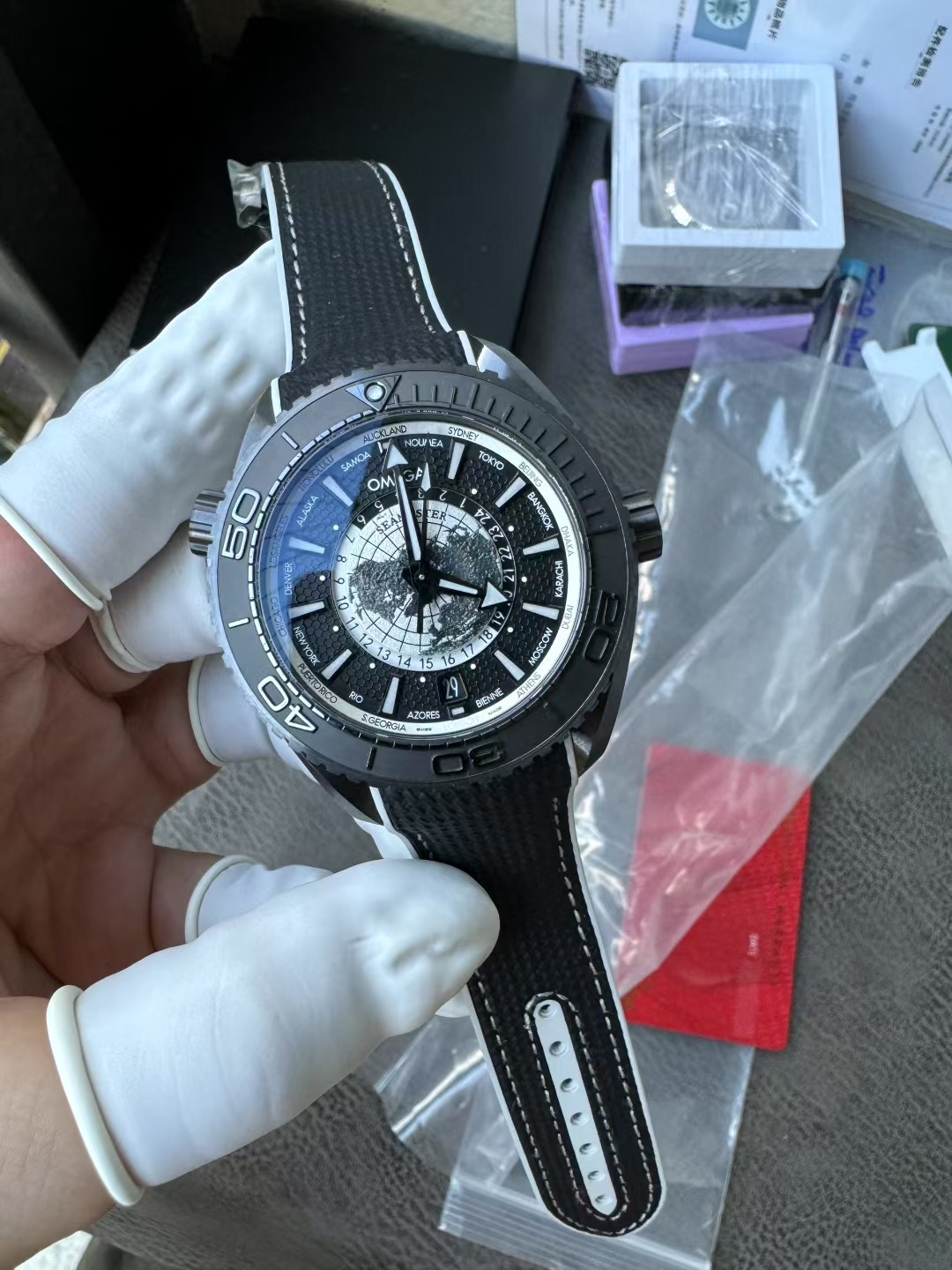 Omega Seamaster Planet Ocean GMT Worldtimer 215.92.46.22.01.007 Full ceramic Super Clone