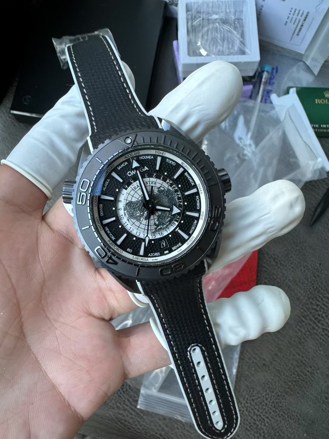 Omega Seamaster Planet Ocean GMT Worldtimer 215.92.46.22.01.007 Full ceramic Super Clone