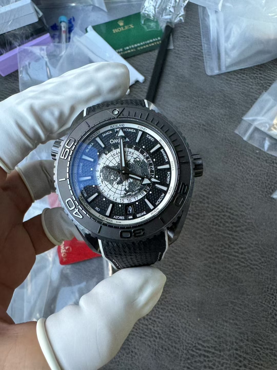 Omega Seamaster Planet Ocean GMT Worldtimer 215.92.46.22.01.007 Full ceramic Super Clone