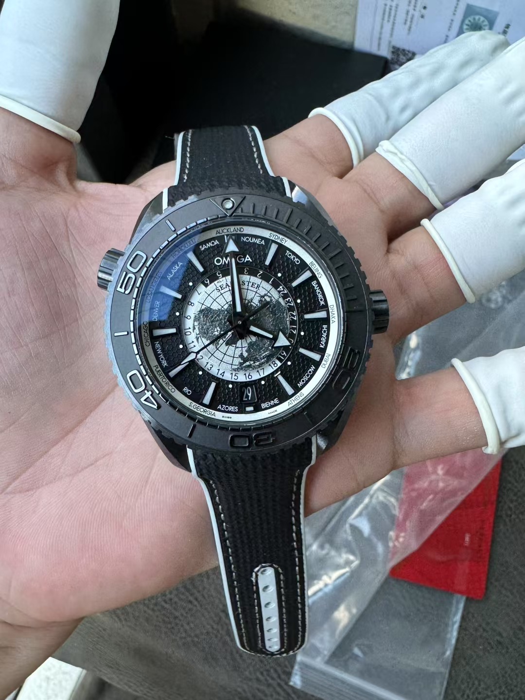 Omega Seamaster Planet Ocean GMT Worldtimer 215.92.46.22.01.007 Full ceramic Super Clone