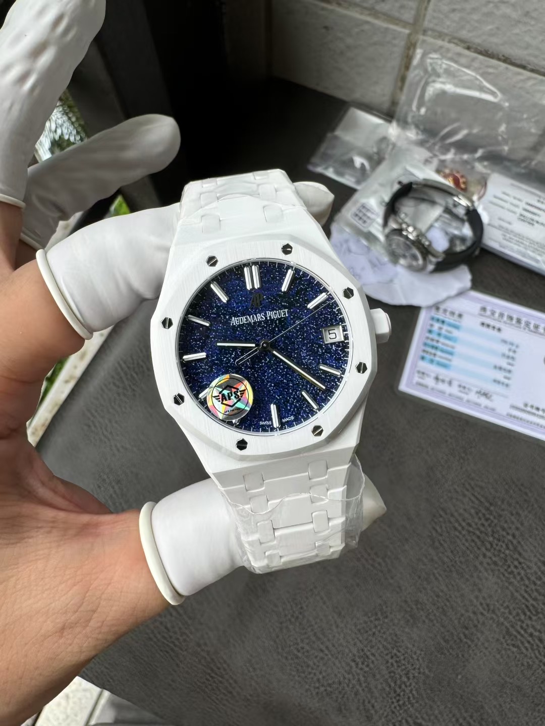 Super Clone 1:1 Audemars Piguet Royal Oak 15500 White Ceramic Starry Sky Dial 41mm