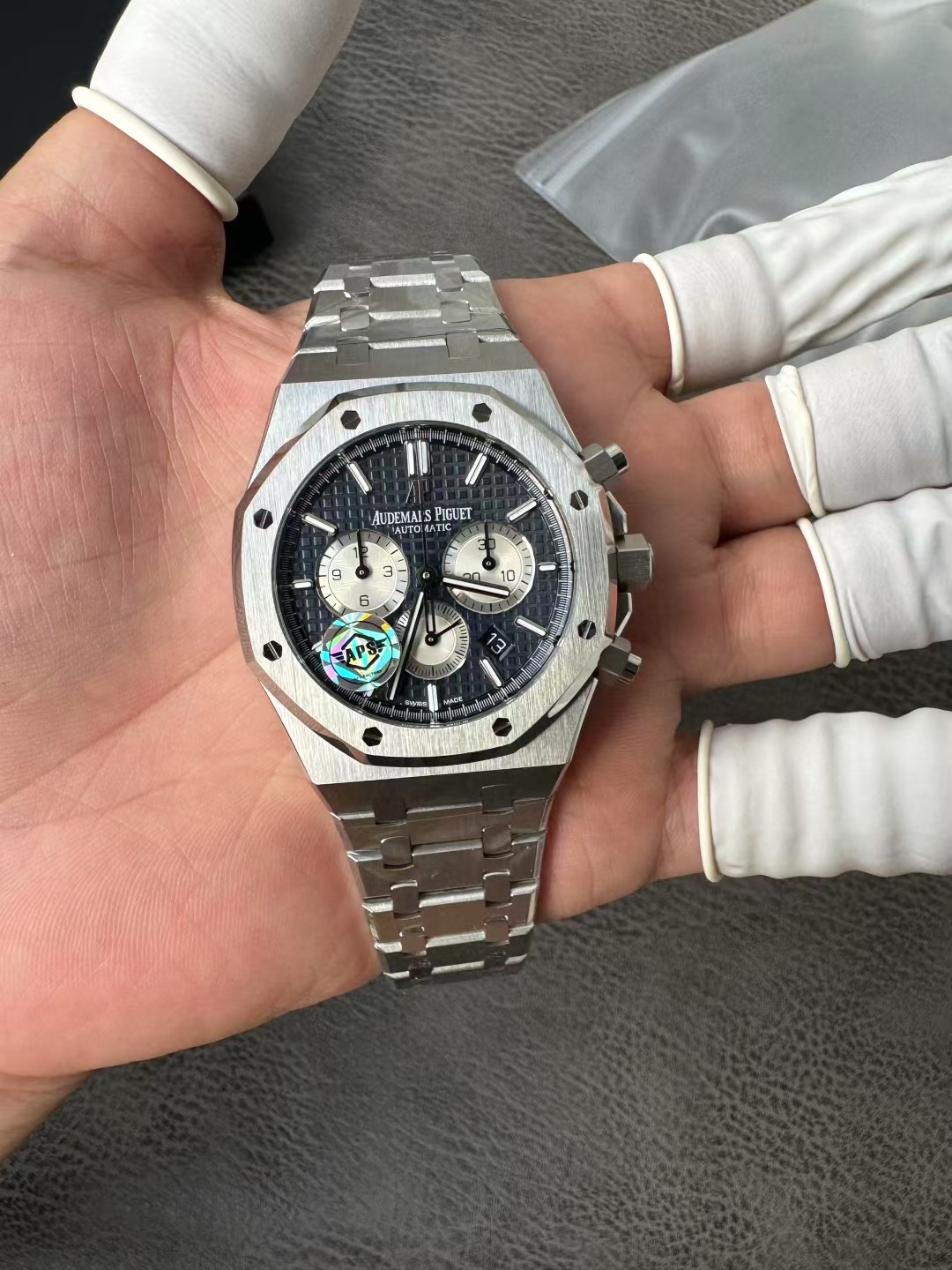 Super Clone Audemars Piguet 1:1 Royal Oak Chronograph 26331ST Watches – 41mm Steel with Blue “Grande Tapisserie” Dial