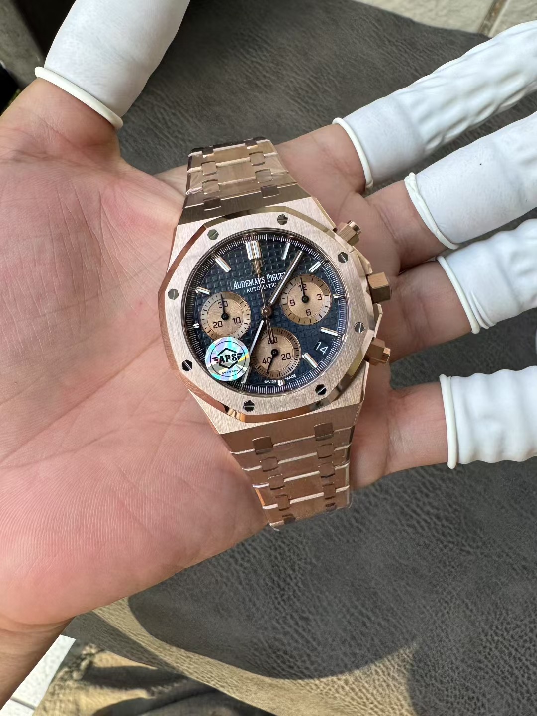Super Clone Audemars Piguet 1:1 Royal Oak Chronograph 26240 Watches – 41mm Rose Gold with Blue Dial