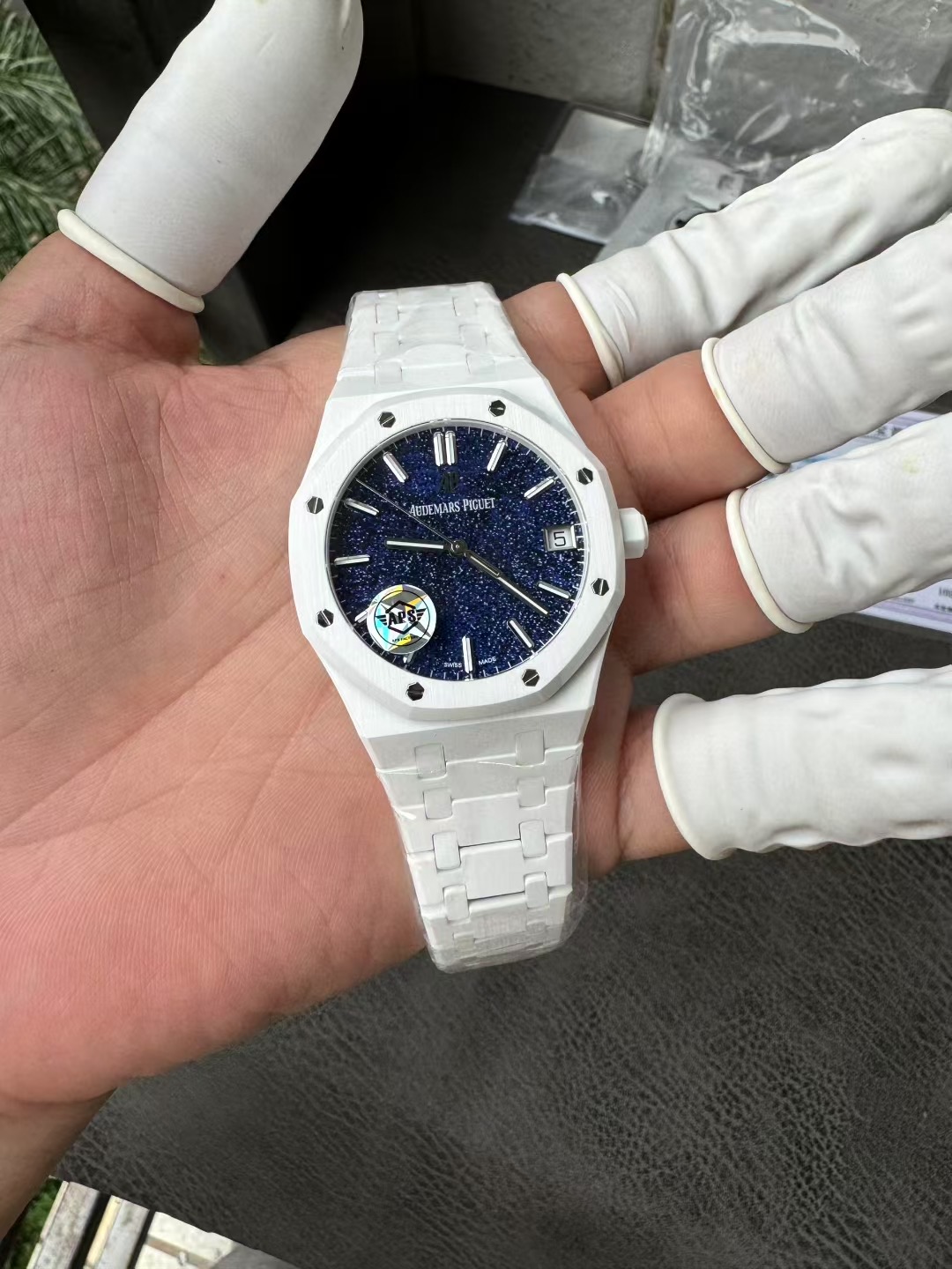 Super Clone 1:1 Audemars Piguet Royal Oak 15500 White Ceramic Starry Sky Dial 41mm