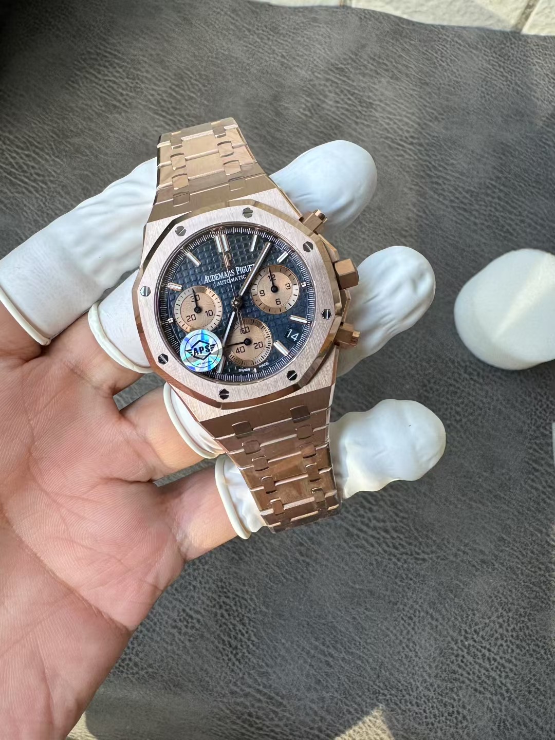 Super Clone Audemars Piguet 1:1 Royal Oak Chronograph 26240 Watches – 41mm Rose Gold with Blue Dial