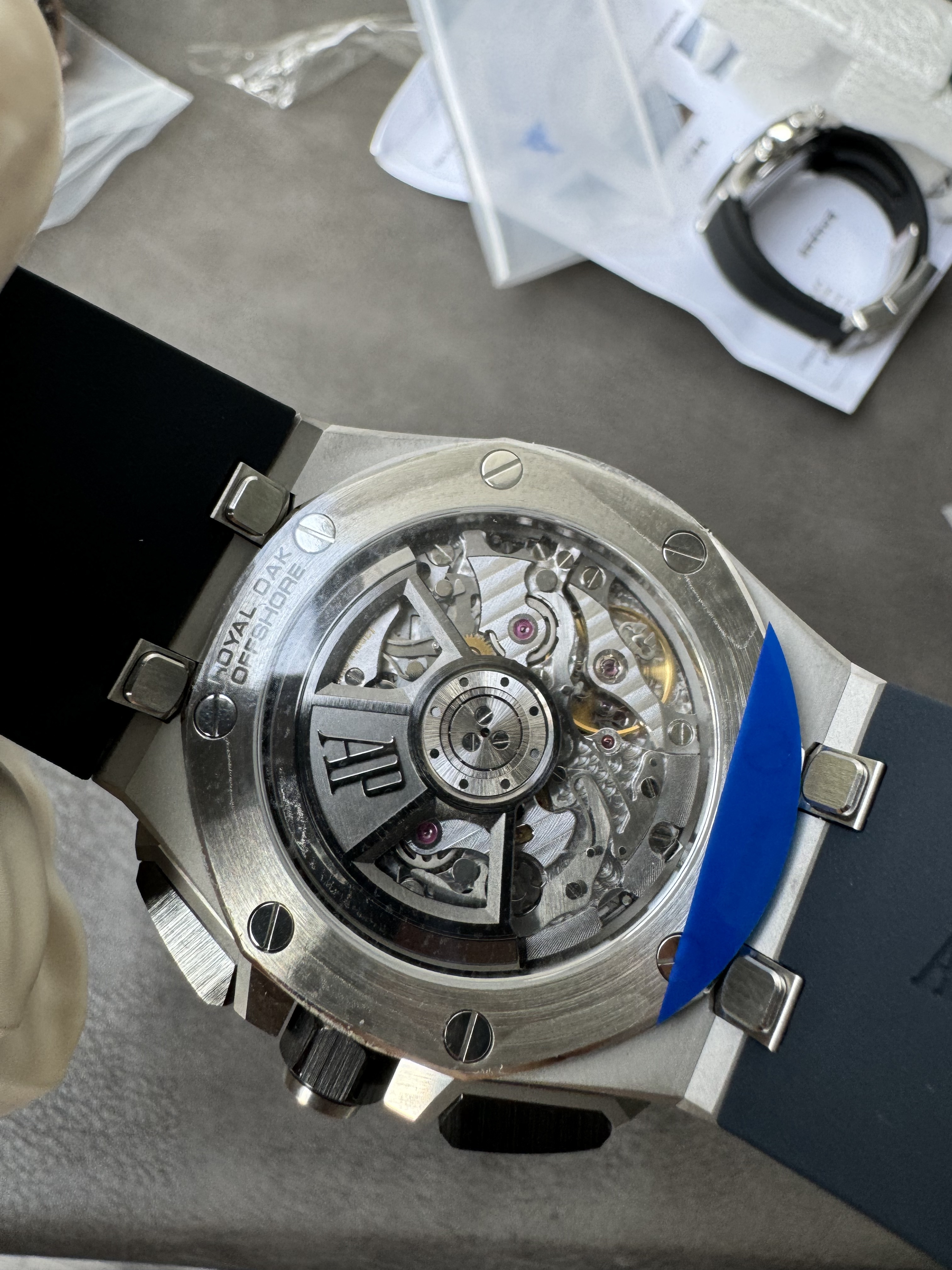 Super Clone 1:1 Audemars Piguet Royal Oak Chronograph 26420 - 43mm Blue Dial with Blue Rubber Strap