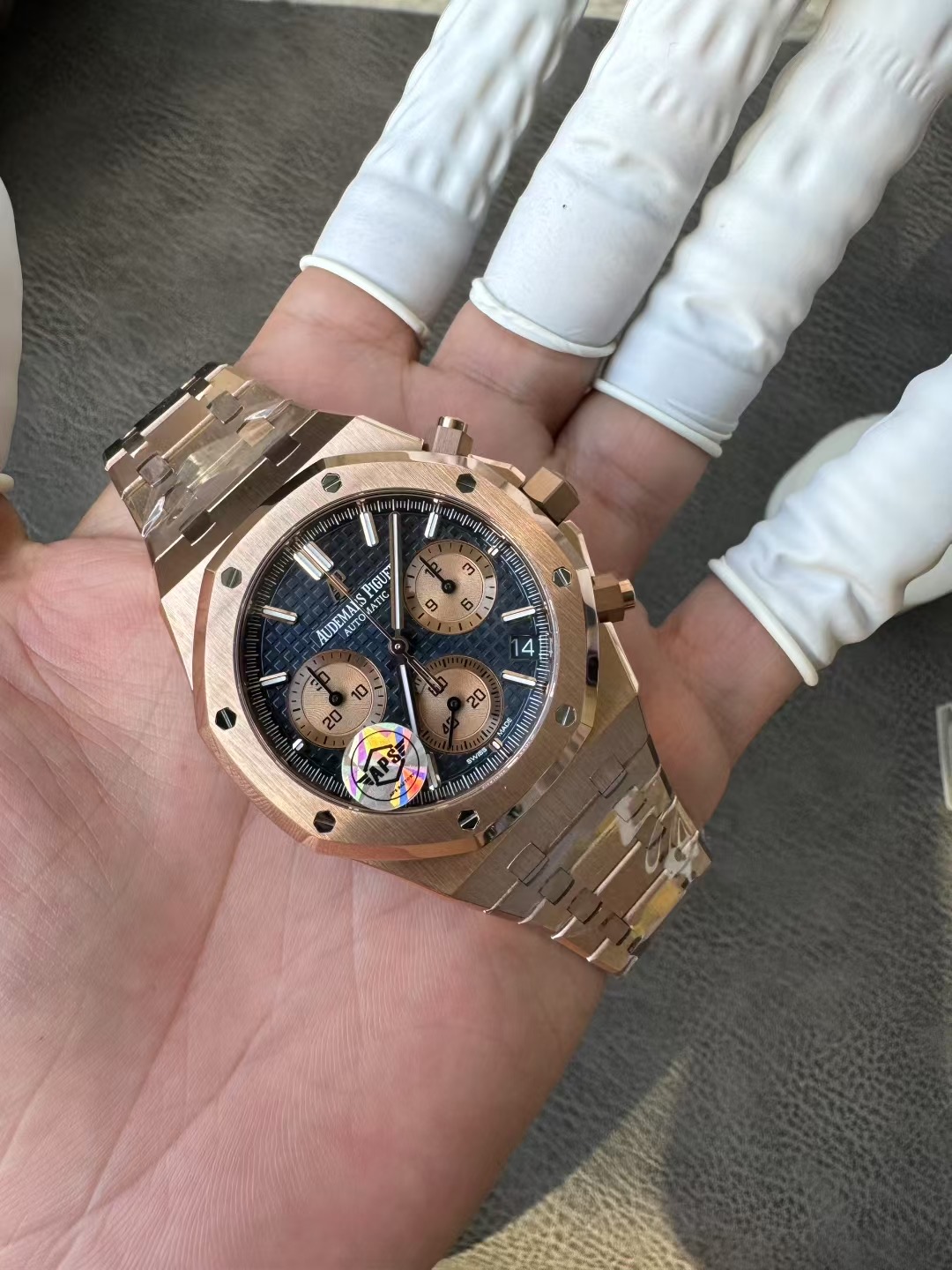 Super Clone Audemars Piguet 1:1 Royal Oak Chronograph 26240 Watches – 41mm Rose Gold with Blue Dial