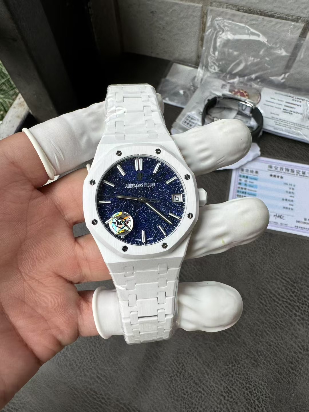 Super Clone 1:1 Audemars Piguet Royal Oak 15500 White Ceramic Starry Sky Dial 41mm