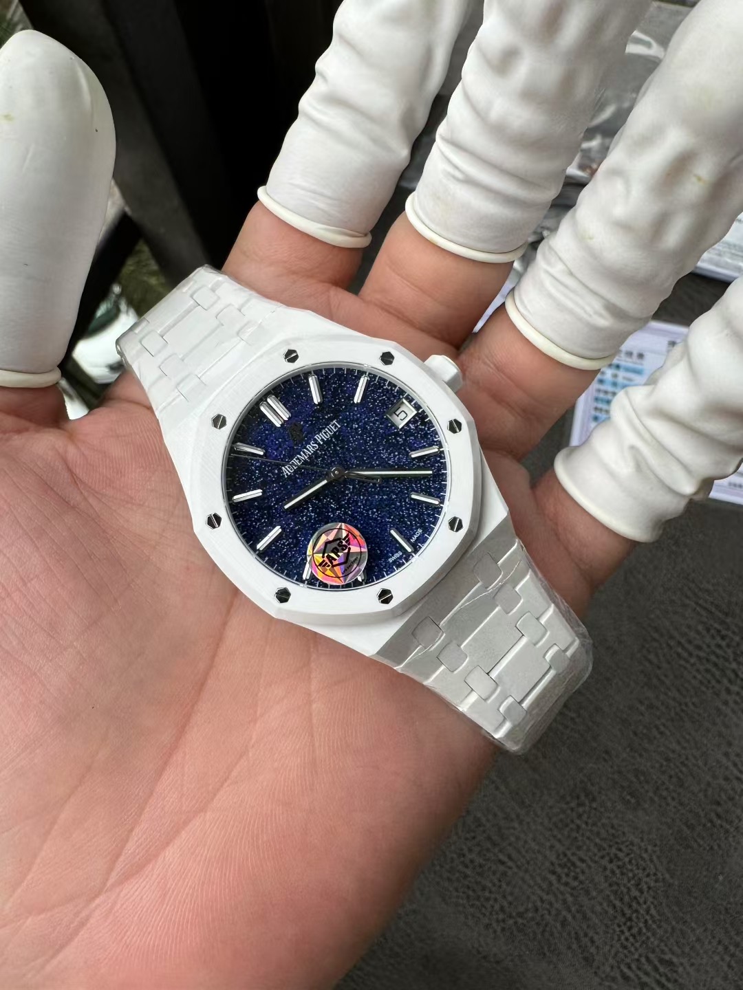 Super Clone 1:1 Audemars Piguet Royal Oak 15500 White Ceramic Starry Sky Dial 41mm