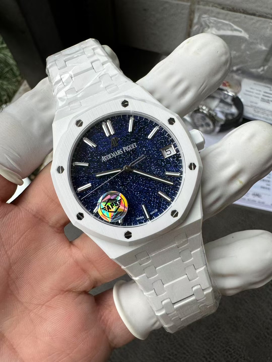 Super Clone 1:1 Audemars Piguet Royal Oak 15500 White Ceramic Starry Sky Dial 41mm