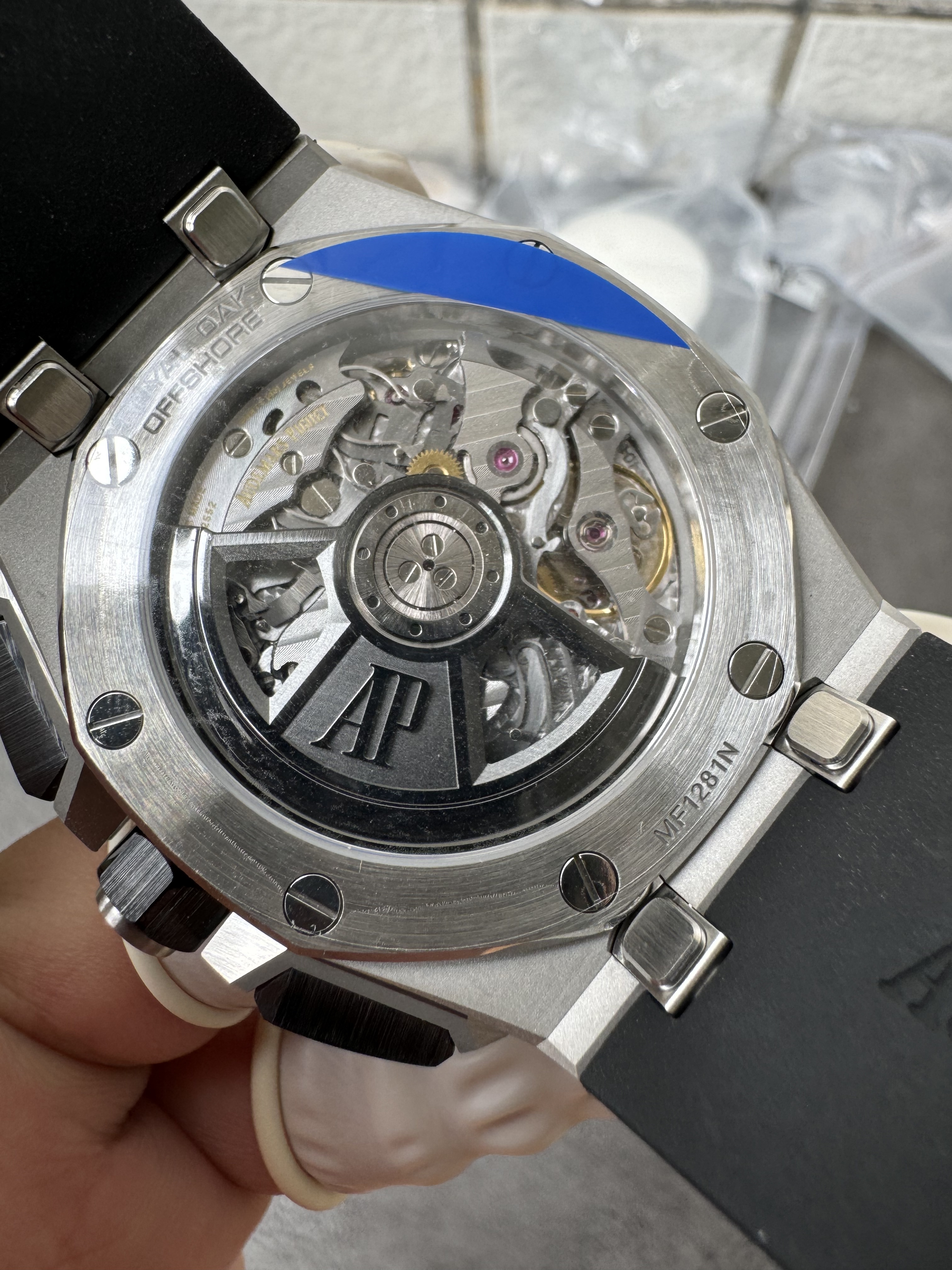 Super Clone 1:1 Audemars Piguet Royal Oak Chronograph 26420 - 43mm Black Dial with Black Rubber Strap