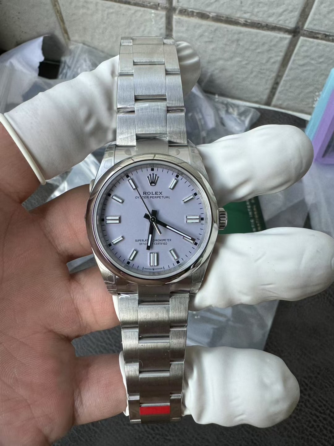 Rolex Oyster Perpetual 41mm M124330 Stainless Steel Model with Purple Dial, Oystersteel Top Cover Replica