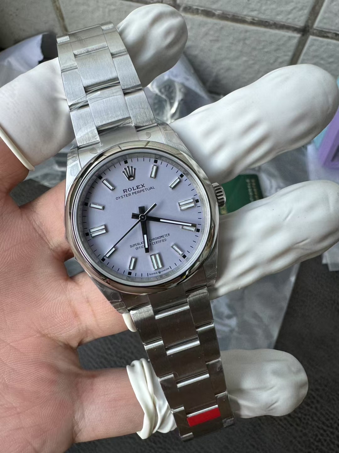 Rolex Oyster Perpetual 41mm M124330 Stainless Steel Model with Purple Dial, Oystersteel Top Cover Replica