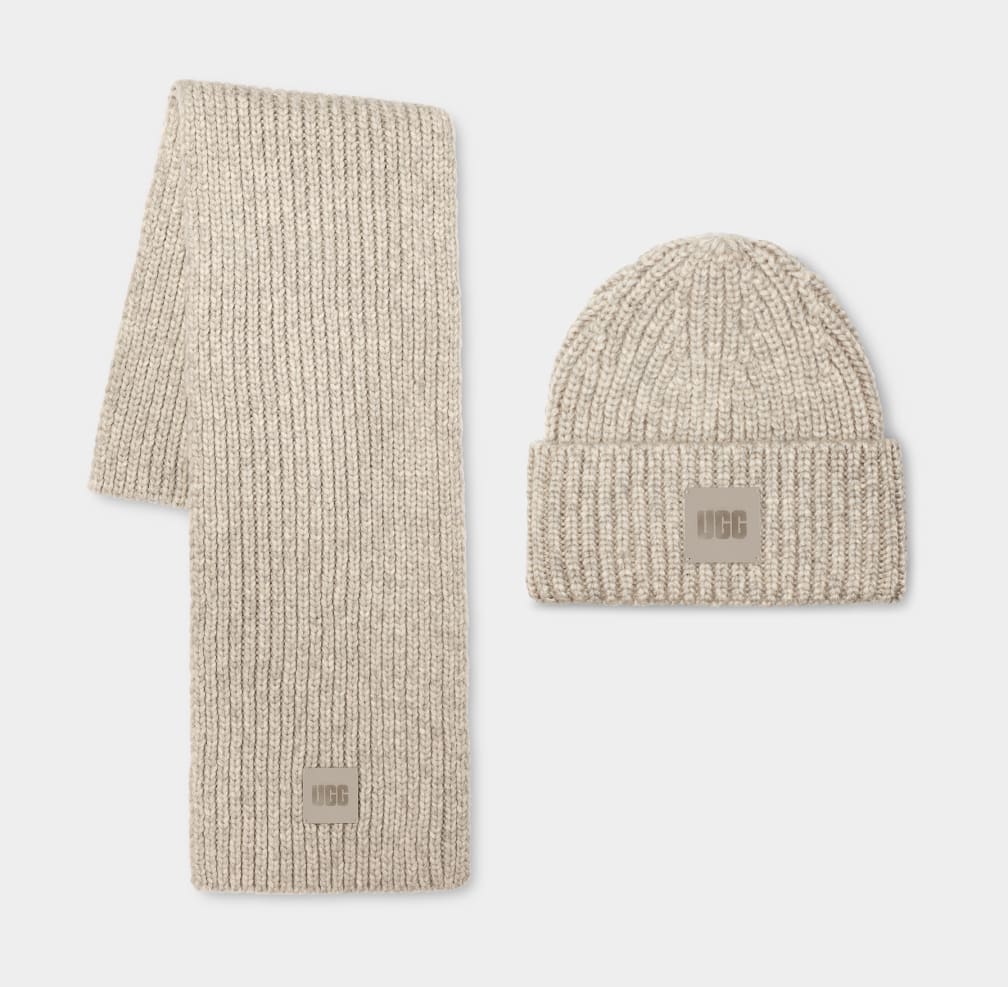 Chunky Rib Knit Beanie Set