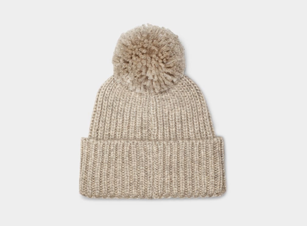 Chunky Rib Knit Pom Beanie