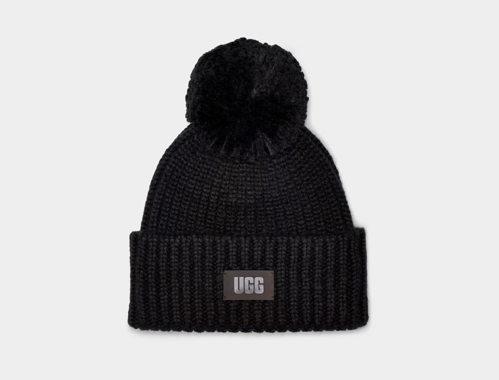 Chunky Rib Knit Pom Beanie