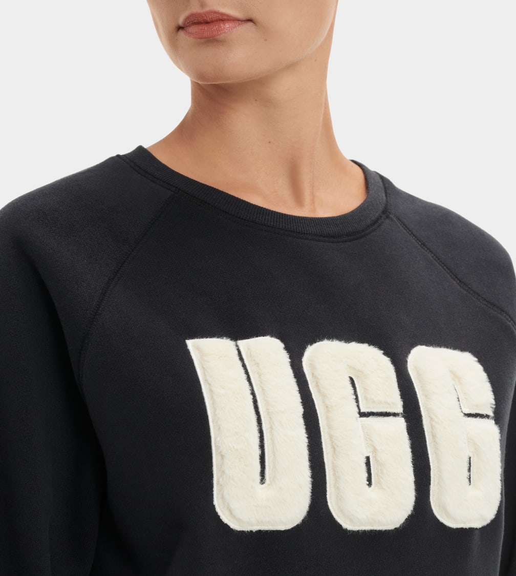 Madeline Fuzzy Logo Crewneck Top