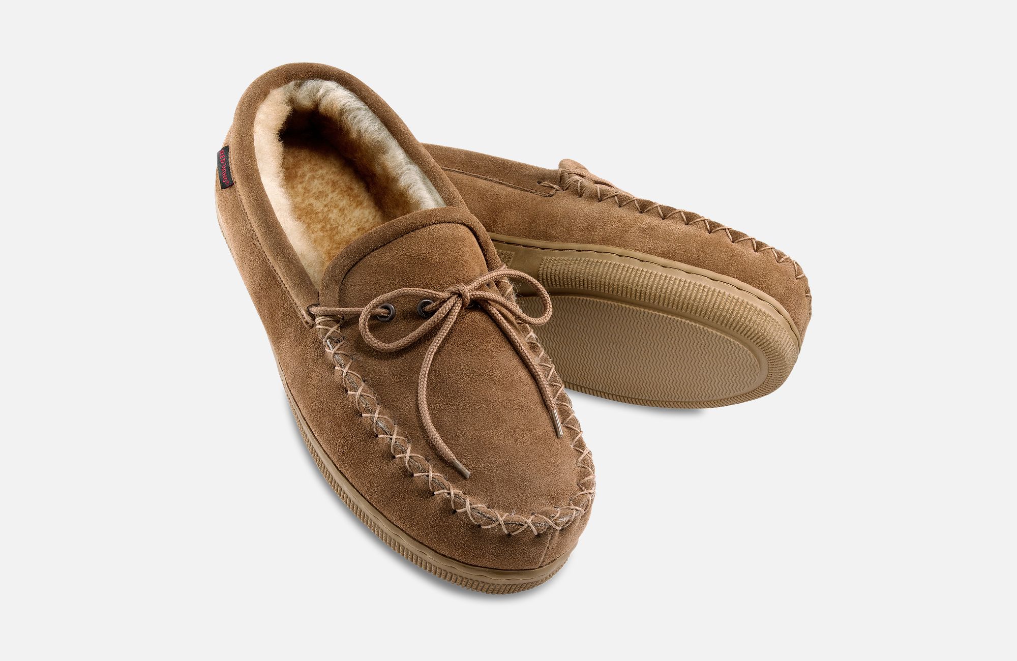 Fleece-Lined Suede Loafer Slippers