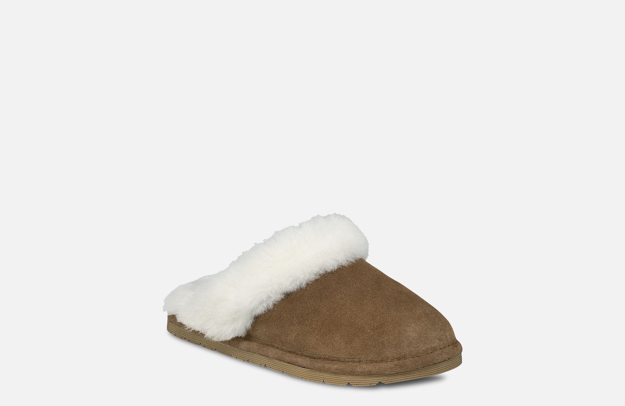 Fleece-Lined Suede Scuff Slippers