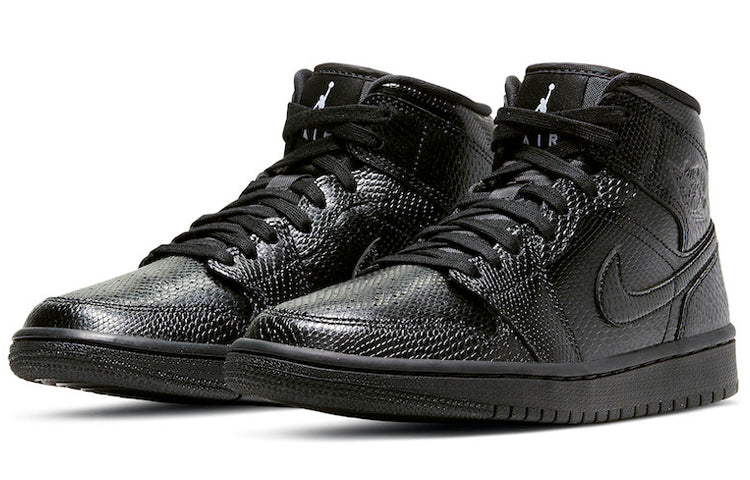 (WMNS) Air Jordan 1 Mid \'Black Snakeskin\'  BQ6472-010 Cultural Kicks