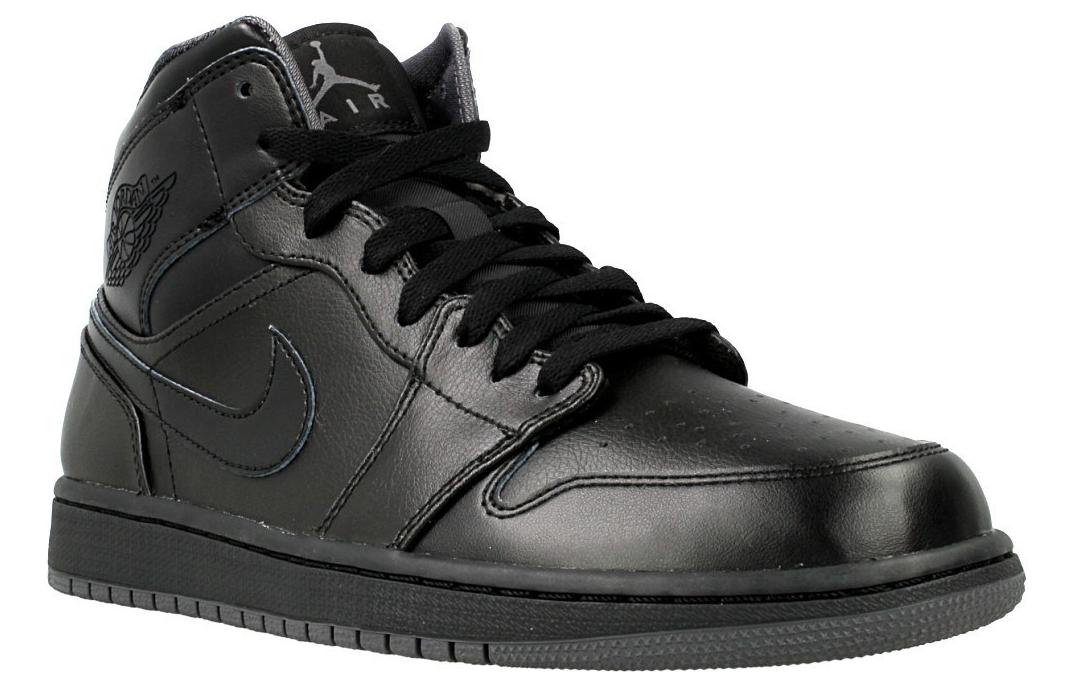 Air Jordan 1 Mid \'Black\'  554724-021 Signature Shoe