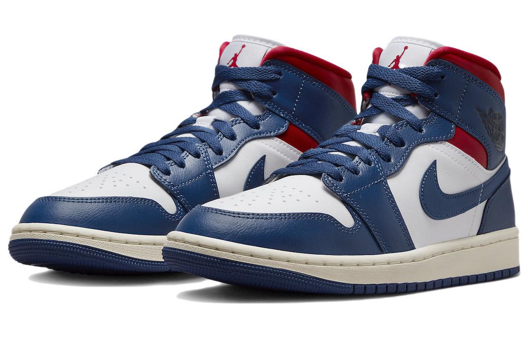 (WMNS) Air Jordan 1 Mid \'French Blue Gym Red\'  BQ6472-146 Classic Sneakers