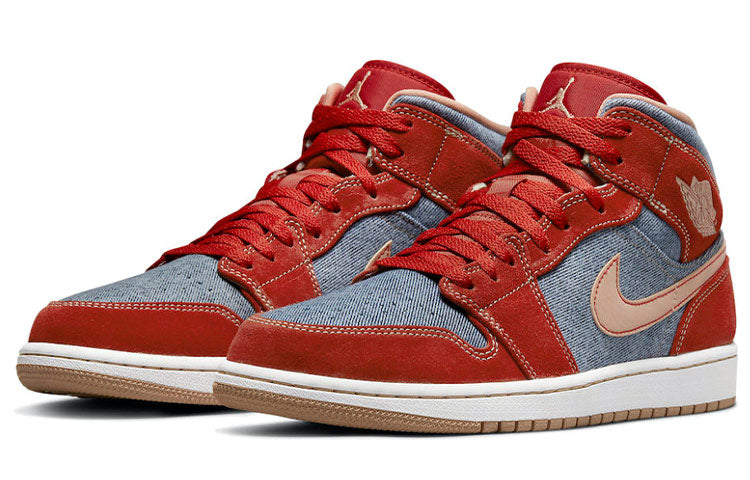 Air Jordan 1 Mid \'Denim Red\'  DM4352-600 Signature Shoe