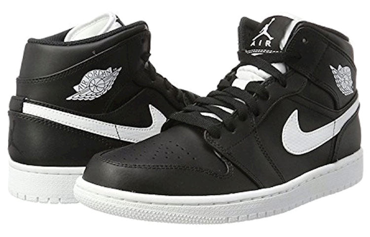 Air Jordan 1 Retro Mid \'Black White\'  554724-038 Vintage Sportswear