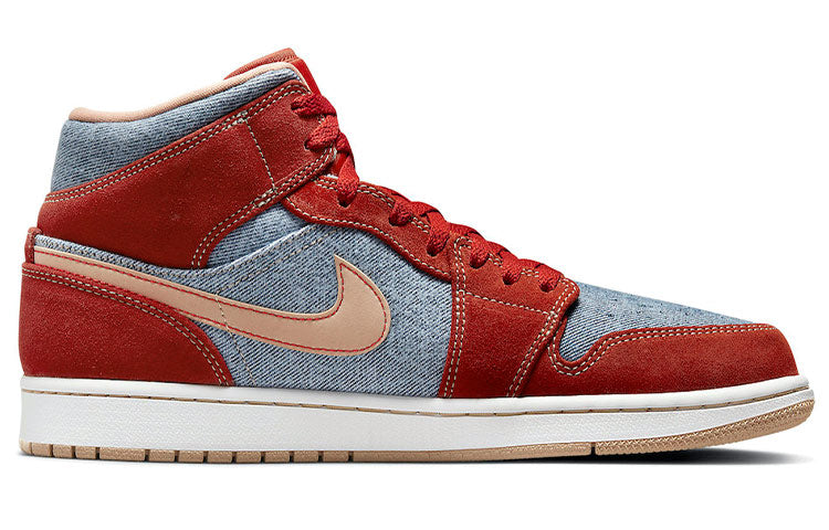 Air Jordan 1 Mid \'Denim Red\'  DM4352-600 Signature Shoe