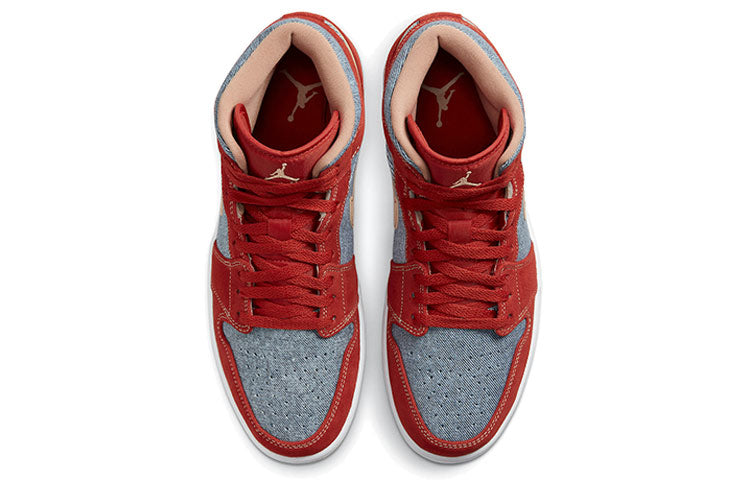 Air Jordan 1 Mid \'Denim Red\'  DM4352-600 Signature Shoe