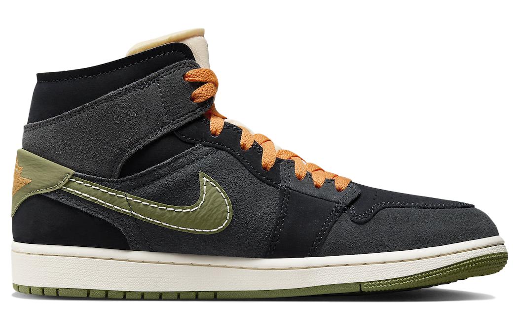 Air Jordan 1 Mid SE Craft \'Anthracite Light Olive\'  FD6817-003 Vintage Sportswear