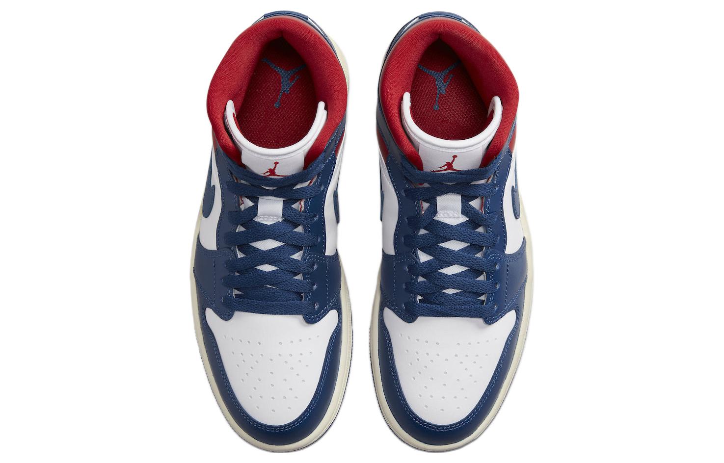 (WMNS) Air Jordan 1 Mid \'French Blue Gym Red\'  BQ6472-146 Classic Sneakers