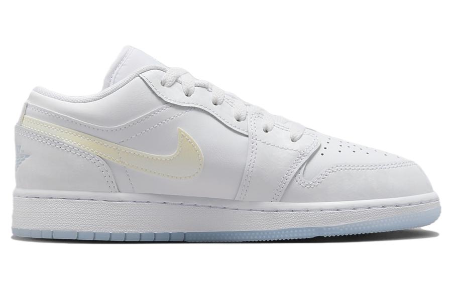 (GS) Air Jordan 1 Low 'Glitter Swoosh' FQ9112-100 Iconic Trainers - Click Image to Close