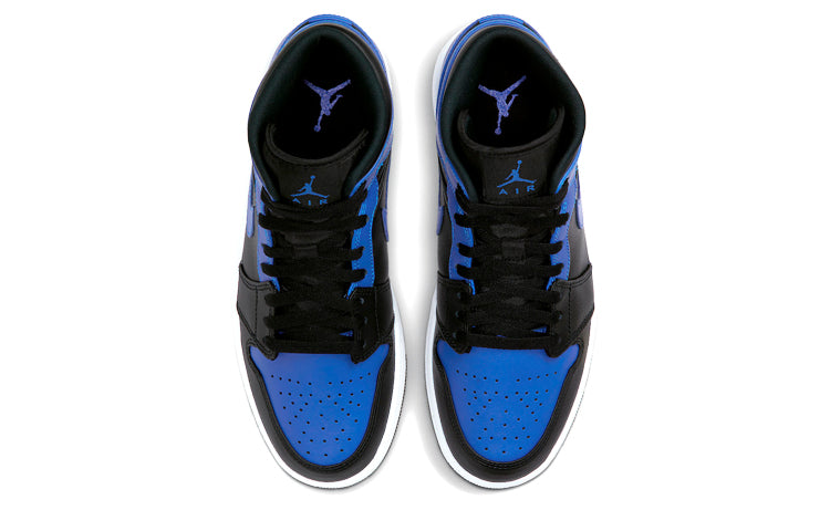 Air Jordan 1 Mid \'Hyper Royal Black\'  554724-077 Signature Shoe