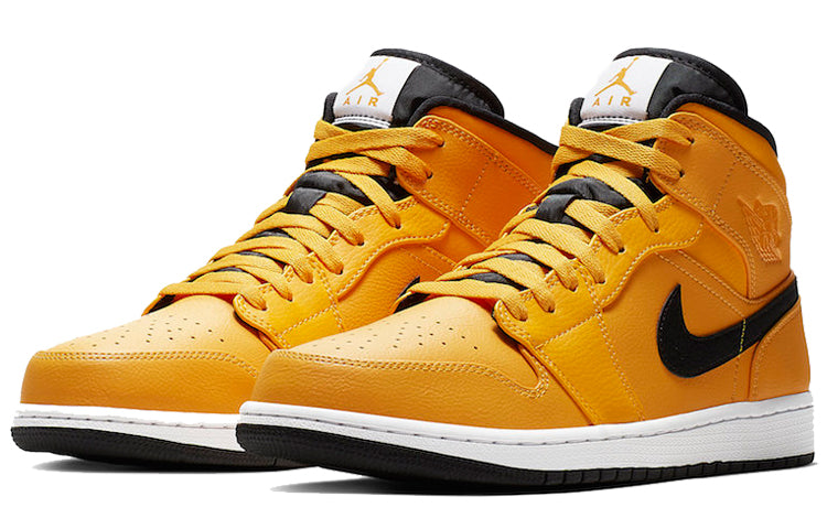 Air Jordan 1 Mid \'University Gold Black\'  554724-700 Classic Sneakers