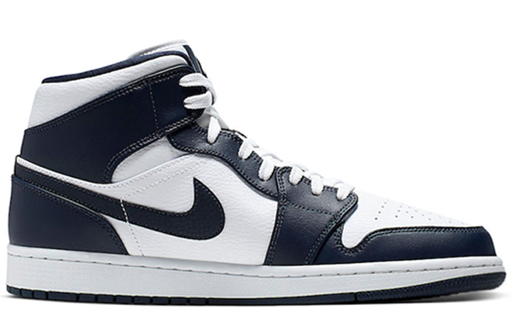 Air Jordan 1 Mid \'Obsidian White\'  554724-174 Classic Sneakers