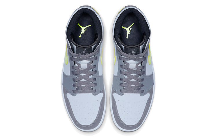 Air Jordan 1 Mid \'Gunsmoke Volt\'  554724-072 Signature Shoe