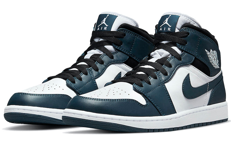 Air Jordan 1 Mid \'Armory Navy Dark Teal\'  554724-411 Signature Shoe