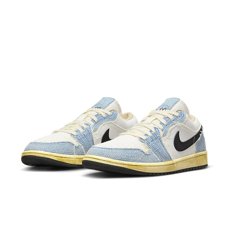 Air Jordan 1 Low SE WRMK \'Sashiko Denim\'  FN7670-493 Signature Shoe