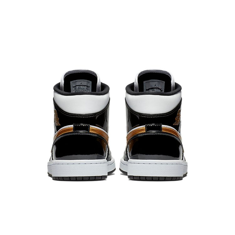 Air Jordan 1 Mid Patent \'Black Gold\'  852542-007 Vintage Sportswear