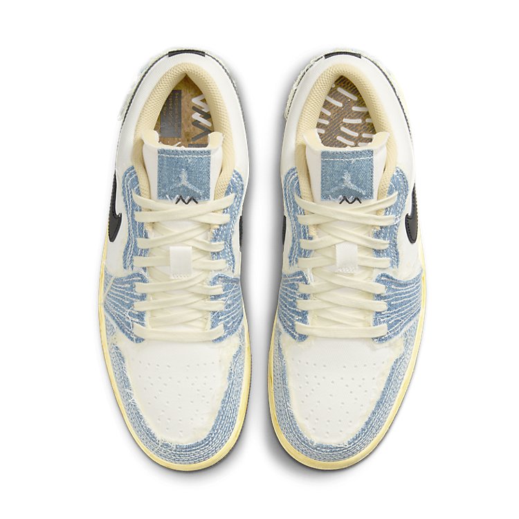 Air Jordan 1 Low SE WRMK \'Sashiko Denim\'  FN7670-493 Signature Shoe