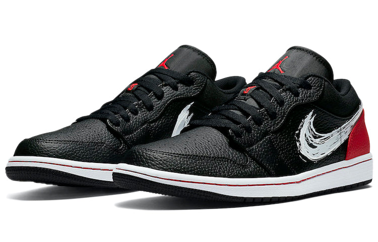 Air Jordan 1 Low \'Brushstroke Swoosh - Black Red\'  DA4659-001 Iconic Trainers