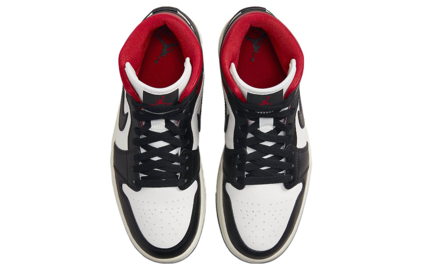 (WMNS) Air Jordan 1 Mid \'Black Sail Gym Red\'  BQ6472-061 Signature Shoe