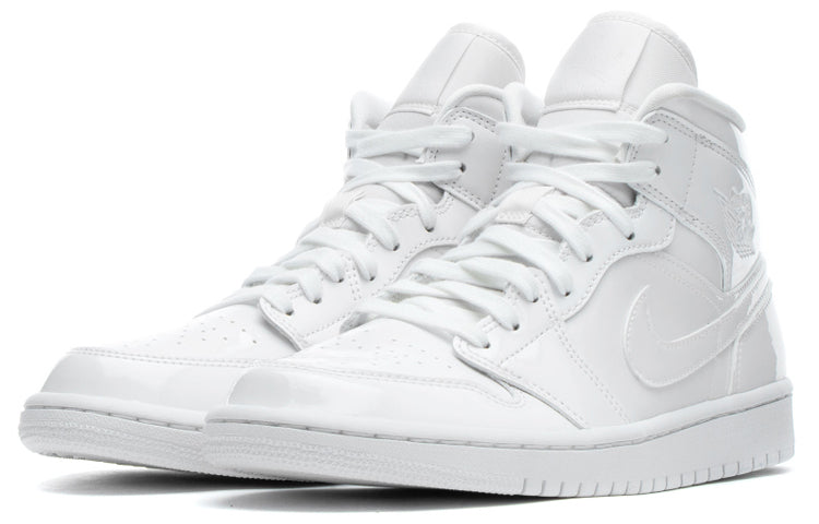 (WMNS) Air Jordan 1 Mid Patent \'Triple White\'  BQ6472-111 Vintage Sportswear