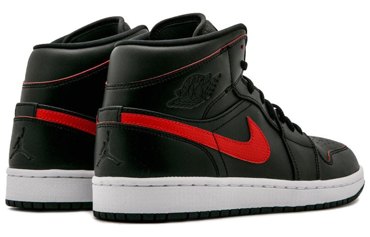 Air Jordan 1 Retro Mid \'Black Team Red\'  554724-009 Signature Shoe