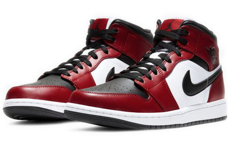 Air Jordan 1 Mid \'Chicago Black Toe\'  554724-069 Signature Shoe