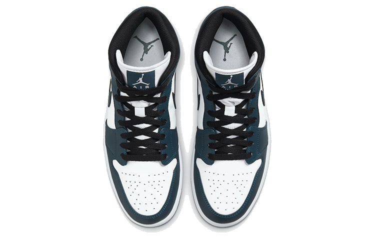 Air Jordan 1 Mid \'Armory Navy Dark Teal\'  554724-411 Signature Shoe