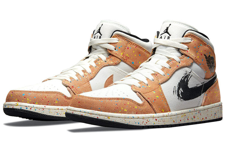 Air Jordan 1 Mid SE \'Brushstroke Paint Splatter\'  DA8005-100 Vintage Sportswear