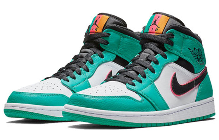 Air Jordan 1 Mid SE \'South Beach Turbo Green\'  852542-306 Signature Shoe